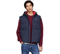 Tommy Jeans Herren Weste Essential Down Vest mit Kapuze, Blau (Dark Night Navy), M