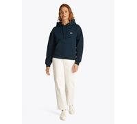 Hoodie TOMMY JEANS "TJW BXY BADGE HOODIE EXT", Damen, Gr. L (40), blau (schwarz night navy), Sweatware, Obermaterial: 100% Baumwolle, unifarben, bequem hüftlang, Rippbündchen, Sweatshirts, mit Logo-Ba