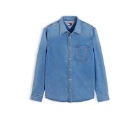 Jeanshemd TOMMY JEANS "REGULAR SHIRT", Herren, Gr. XL (54/56), N-Gr, blau (denim medium), Denim/Jeans, Obermaterial: 100% Baumwolle, unifarben, regular fit normal, Rundhals, eingesetzt Manschette, Hem