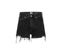 Shorts TOMMY JEANS "HOT PANT BI8080", Damen, Gr. 28, N-Gr, schwarz (denim schwarz), Denim/Jeans, Obermaterial: 100% Baumwolle, Destroyed-Effekte, casual, normal kurz, Hosen, im Destroyed-Look (6889564