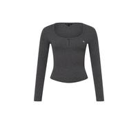 Langarmshirt TOMMY JEANS "TJW MELANGE HENLEY LS EXT" Gr. M (38), new charcoal Damen Shirts (11537161-M) new charcoal