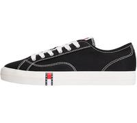 Plateausneaker TOMMY JEANS "ARCHIVE Y2K", Damen, Gr. 37, schwarz-weiß (schwarz), Textil, unifarben, Schuhe Plateausneaker, Freizeitschuh, Halbschuh, Schnürer im Retro-Look mit Label im Plateau (331541