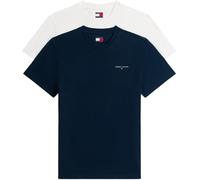 Tommy Jeans Men's TJM Slim Linear SS Tee 2PCK EXT DM0DM22316 S/S T-Shirt, Multi (Ecru/Dark Night Navy), XXL, Mehrfarbig (Ecru/Dark Night Navy), XXL