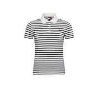 Tommy Jeans Damen Poloshirt Kurzarm Slim Essential Stretch, Mehrfarbig (Ecru/Navy Stripe), M
