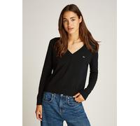 V-Ausschnitt-Pullover TOMMY JEANS "TJW ESSENTIAL VNECK SWEATER EXT" Gr. M (38), schwarz Damen Pullover (22370955-M) schwarz