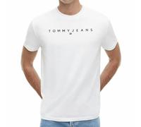 Tommy Jeans T-Shirt DM0DM20744 – Kurzarm, Rundhals, Linear Logo, 100% Baumwolle – Weiß S