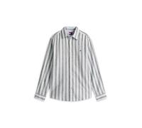 Langarmhemd TOMMY JEANS "REGULAR LINEN MIX STRIPES", Herren, Gr. M, N-Gr, sweet blau stripes, Web, Obermaterial: 55% Leinen, 45% Baumwolle, gestreift, regular fit normal, Rundhals, eingesetzt Manschet
