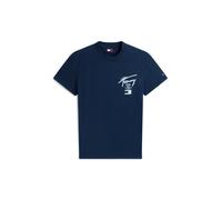 Tommy Jeans - Signature Jersey-T-Shirt mit Rückenlogo blau - Gr. - L