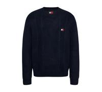 Tommy Jeans - Slim Fit Rundhals-Pullover mit Zopfstrick blau - Gr. - XL