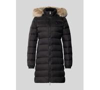 Tommy Jeans Damen Daunenmantel Essential Hooded Down Coat mit Kunstpelz, Schwarz (Black), M