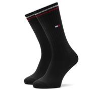2-Paar Tommy Hilfiger Lifestyle Crew Socken / lange Tennissocken Unisex 39-42 THs Schwarz