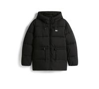 Steppjacke TOMMY JEANS "TJW HOODED MIDI PUFFER JACKET", Damen, Gr. S (36), schwarz, Web, Obermaterial: 100% Nylon, unifarben, regular fit wadenlang, Jacken Steppjacke (96060512-S) schwarz