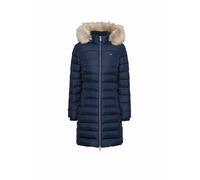 Tommy Jeans Damen Daunenmantel Essential Hooded Down Coat mit Kunstpelz, Blau (Dark Night Navy), M