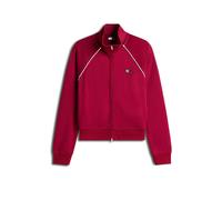 Yoga-Sweatjacke TOMMY JEANS "TJW BADGE TRACK JACKET EXT", Damen, Gr. L (40), lavish cerise, Sweatware, Obermaterial: 89% Polyester, 11% Elasthan, unifarben mit Farbeinsatz, angesetztes Bündchen, Sweat