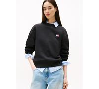 Sweatshirt TOMMY JEANS "TJW BXY BADGE CREW", Damen, Gr. M (38), schwarz, Sweatware, Obermaterial: 100% Baumwolle, unifarben, casual, relaxed fit hüftlang, Rundhals, Langarm Rippbündchen, Sweatshirts,