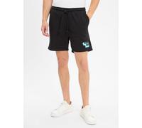 Sweatshorts TOMMY JEANS "TJM RLX STACK LOGO SWEATSHRT EXT", Herren, Gr. L, N-Gr, schwarz, Web, Obermaterial: 100% Baumwolle, unifarben, casual, normal kurz, Hosen, Mit Kordelzug (29293242-L) schwarz