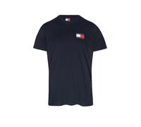 T-Shirt TOMMY JEANS "TJM SLIM ESSENTIAL FLAG TEE EXT", Herren, Gr. XXL, blau (schwarz night navy), Single Jersey, Obermaterial: 100% Baumwolle, slim fit normal, Rundhals, eingesetzt abgesteppte Kante,