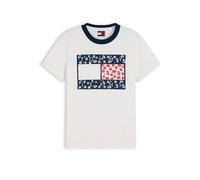 Rundhalsshirt TOMMY JEANS "TJW REG NOLVETY RINGER", Damen, Gr. S (36/38), sanftes weiß, Single Jersey, Obermaterial: 100% Baumwolle, bedruckt, normal, Rundhals, Shirts Rundhalsshirt, Baumwolle (594260