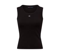 Tanktop TOMMY JEANS "TJW ESSENTIAL RIB TANK EXT", Damen, Gr. XS (34), schwarz, Rippware, Obermaterial: 95% Baumwolle, 5% Elasthan, unifarben, Basic, figurbetont kurz, Rundhals, Tops, mit Logostickerei