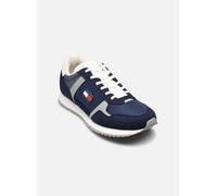 Sneaker TOMMY JEANS "TJM RUNNER CASUAL", Herren, Gr. 41, dunkelblau, königsblau, Textil, Lederimitat, kontrastfarbene Details, sportlich, Schuhe, Schnürschuh, Halbschuh, Freizeitschuh mit seitliche Lo