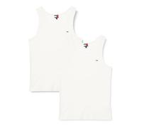 Tanktop TOMMY JEANS "TJM XSLIM 2PCK RIB TANK EXT", Herren, Gr. XXL, beige (ecru, ecru), Single Jersey, Obermaterial: 100% Baumwolle, slim fit, tiefer Rundhals, Tops Tanktop, mit gerippter Struktur (39