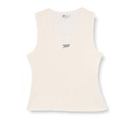 Tommy Jeans TJW Slim Script Rib Tanktop für Damen, Weiß, Größe S, Weiß (Antikes Weiß), Small