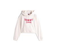 Kapuzensweatshirt TOMMY JEANS "TJW BXY CRP VARSITY HOODIE", Damen, Gr. M (38), weiß (ancient weiß), Sweatware, Obermaterial: 100% Baumwolle, bedruckt, casual, Langarm, Sweatshirts (97292855-M) ancient