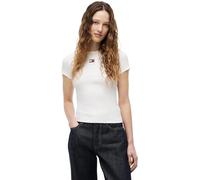 Tommy Jeans Women's Tjw Slim Badge Rib Tee DW0DW17881 S/S T-Shirt, White (Ecru), XL