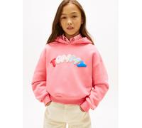 Kapuzensweatshirt TOMMY HILFIGER "TOMMY PUFF PRINT HOODIE", Mädchen, Gr. 16 (176), tropical blush, Sweatware, Obermaterial: 66% Baumwolle, 28% Nylon, 4% Lyocell, 2% Elasthan, unifarben, regular fit no