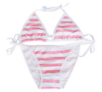 TOMORI Damen Bikini im japanischen Stil niedlich und sexy gestreift für Cosplay. - rosa - Einheitsgröße
