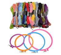 Tomotato Stickrahmen Set, runde Plastik Stickringe mit verstellbarer Schraube für Anfänger, Bastelprojekte Freundschaftsarmbänder und Geschenke