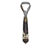 TOMPPY Herren-Krawatte mit Gitarre, Bass, Musik, bedruckt, klassisch, schmal, Seidenkrawatte, modisch, leger, für Hochzeit, Business, Schwarz, Einheitsgröße