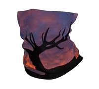 TOMPPY Red Deer Bull Elch Sonnenuntergang bedruckte Gesichtsmaske Bandanas Sonnenschutz Nahtlose Halsmanschette Sport Magic Face Cover für Motorrad Radfahren Reiten Skifahren Party, weiß, One size