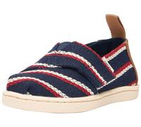 TOMS Classic Alpargata Flacher Slipper, Navy Woven Stripes, 30.5 EU