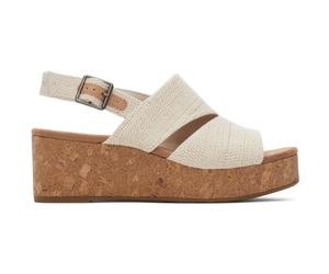 Toms - Claudine - Damen Slingback Keilsandale - Beige (Natural Metallic Linen), Gr. 37.5 EU / 7 US / 5 UK