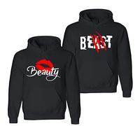 Tom's Couples Shop Partner Pullover 1 Stück Beast Beauty King Queen Pullover Valentinstag Couple Geschenke Pärchen Hoodie Partnerlook Pulli für Paar