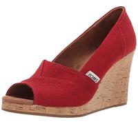 TOMS Damen Classic Wedge Sandalen mit Keilabsatz, Red, 38.5 EU