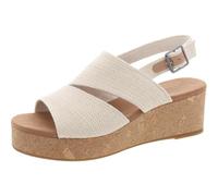 TOMS Damen Claudine Keilsandale, Natürliches Metallic-Leinen, 42 EU