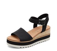 TOMS Damen Diana Sandale, Schwarz; Leinen, 9 Wide