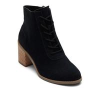 TOMS Damen Evelyn Schnürschuh Stiefelette, Schwarze Velourslederoptik, 37.5 EU