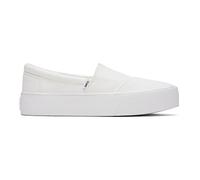 TOMS Damen Fenix Plateau-Slip-on Sneaker, Weißes gewaschenes Segeltuch, 40 EU