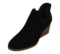 TOMS Damen Gwen Stiefelette, Schwarze Velourslederoptik, 38 EU