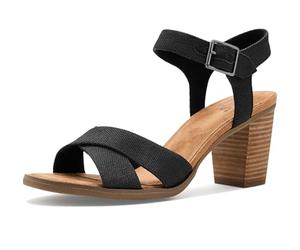 TOMS Damen Majorca Cutout Sandale mit Absatz, Schwarz meliert gewebt, 41 EU