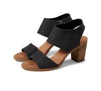 TOMS Damen Majorca Cutout Sandale mit Absatz, Schwarz meliert gewebt, 42 EU