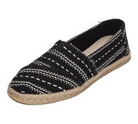 TOMS Damen Slipper Schuhe Alpargata Rope Slipper Canvas Freizeit Elegant Slip-Ons gestreift Alpargat schwarz Sommer, 36 EU, 10019676