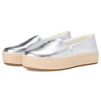 TOMS Damen Valencia Metallic Plateau Espadrille Flach, silber, 37.5 EU