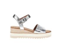 TOMS Diana Damen Plateau-Sandalen, Espadrille, lässig, mittelhoher Absatz, 5,1-7,6 cm, silberfarben, silber, 38 EU