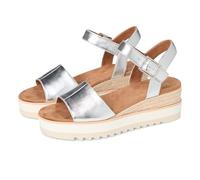 TOMS Diana Damen Plateau-Sandalen, Espadrille, lässig, mittelhoher Absatz, 5,1-7,6 cm, silberfarben, silber, 38 EU