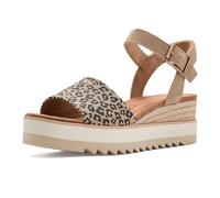 TOMS Diana Damen-Sandale mit Keilabsatz, Obermaterial aus Leder, mit Seil umwickelte Zwischensohle, verstellbarer Riemen, Schnalle, OrthoLite-Einlegesohle, Oatmeal Small Leopard Spots/Suede, 6
