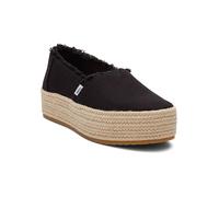 Toms Women's Valencia Platform, Black Wide Width Canvas Fray, 38 EU